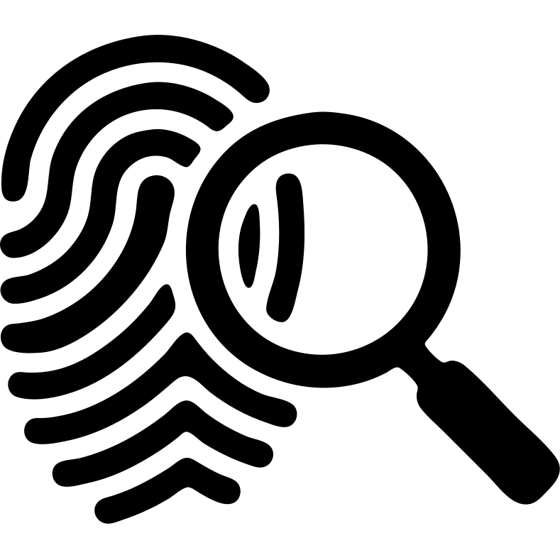 magnifying glass examining a fingerprint emoji