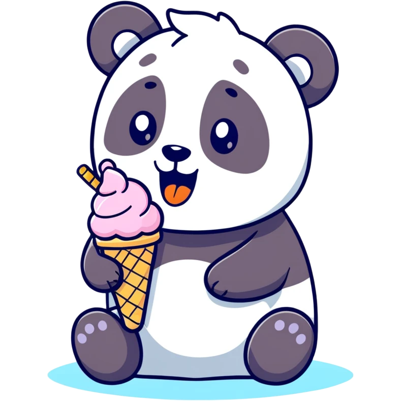 Panda eating ice cream emoji