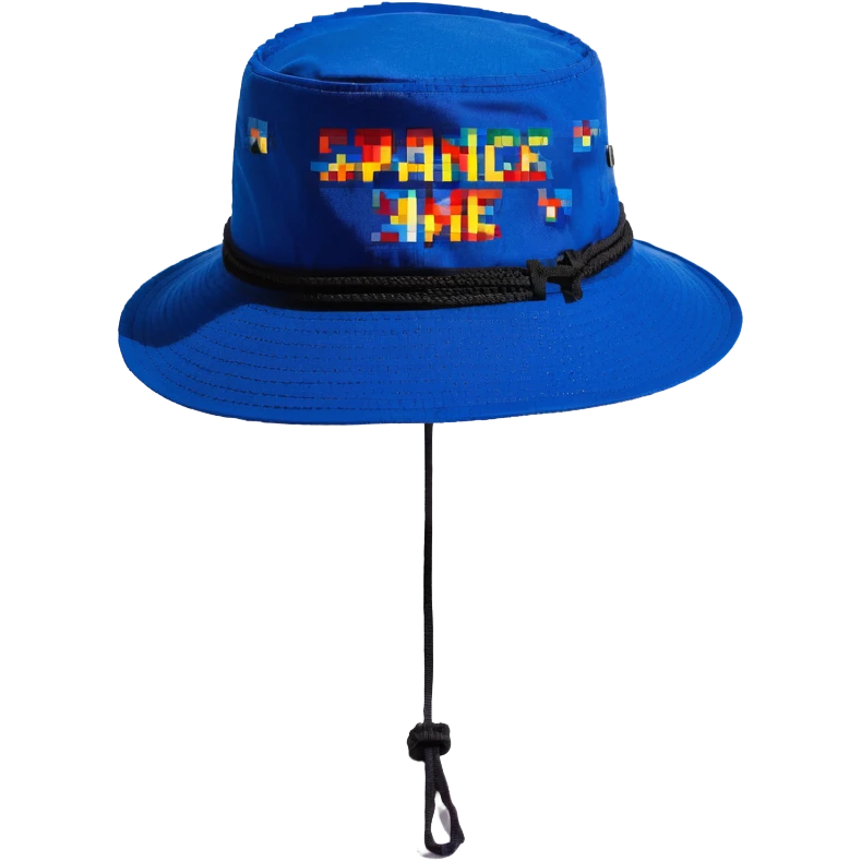 Синяя спортивная панамка со шнурком и надписью SPACEME, no background emoji