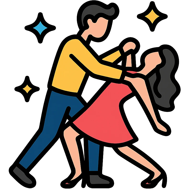 latin ballroom dance dramatic dip sparkling outfits lively atmosphere icon design emoji