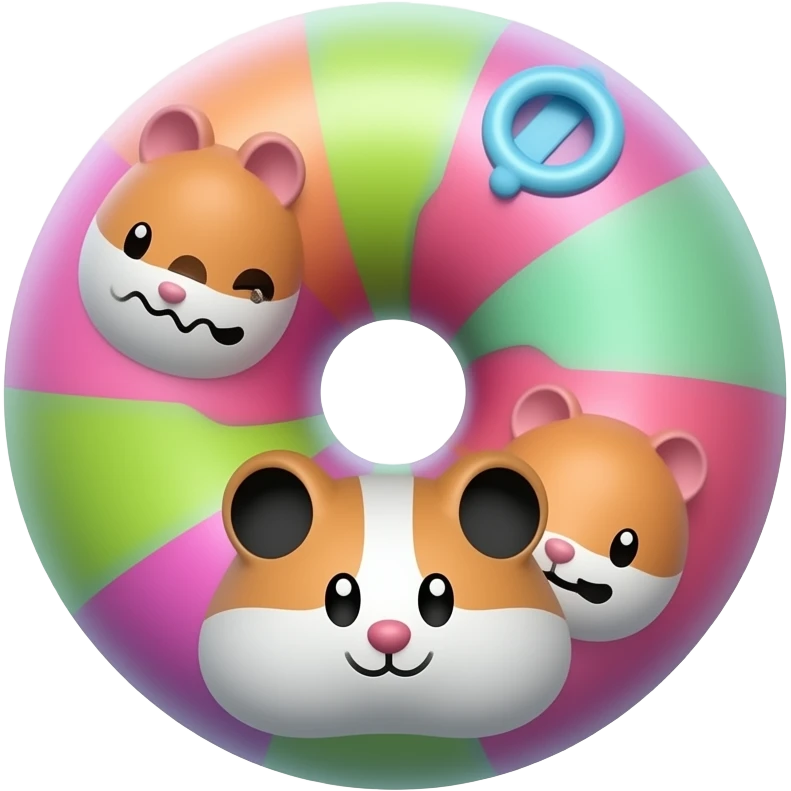 Create a cute 3D emoji icon of a colorful hamster tunnel toy, curved tube shape with bright sections and round openings. No hamster, no animal, no character. Glossy plastic, soft shadows, centered on transparent background, no text. emoji