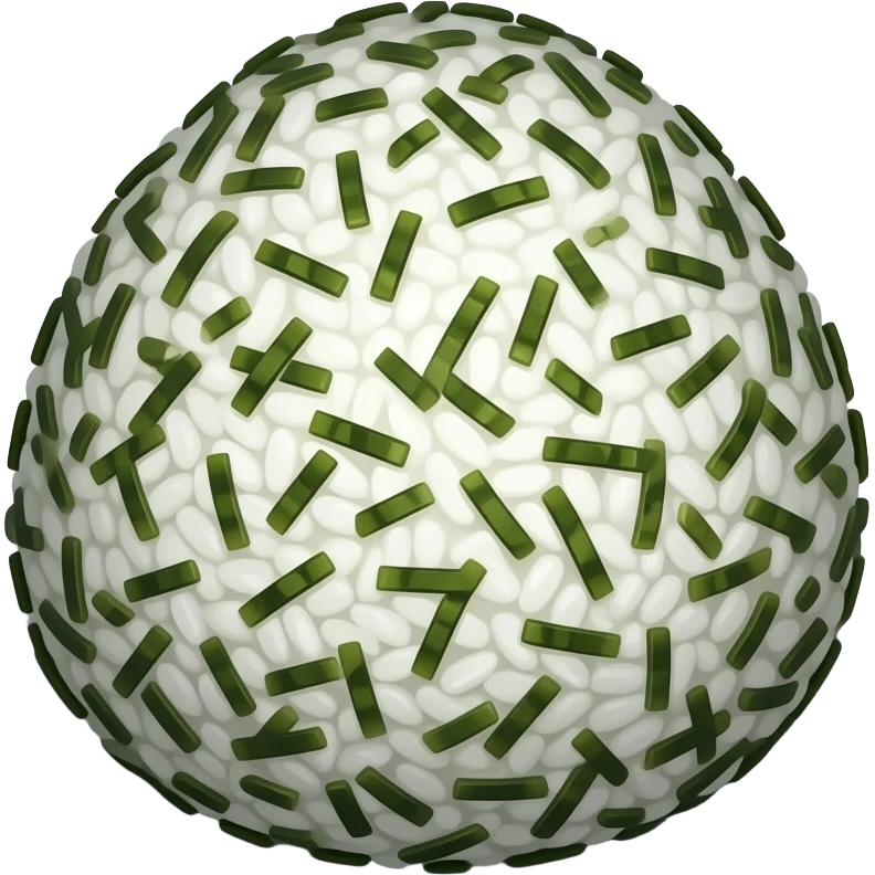 perfect round type riceballs(not onigri) covered in shredded seaweed flakes on dish emoji