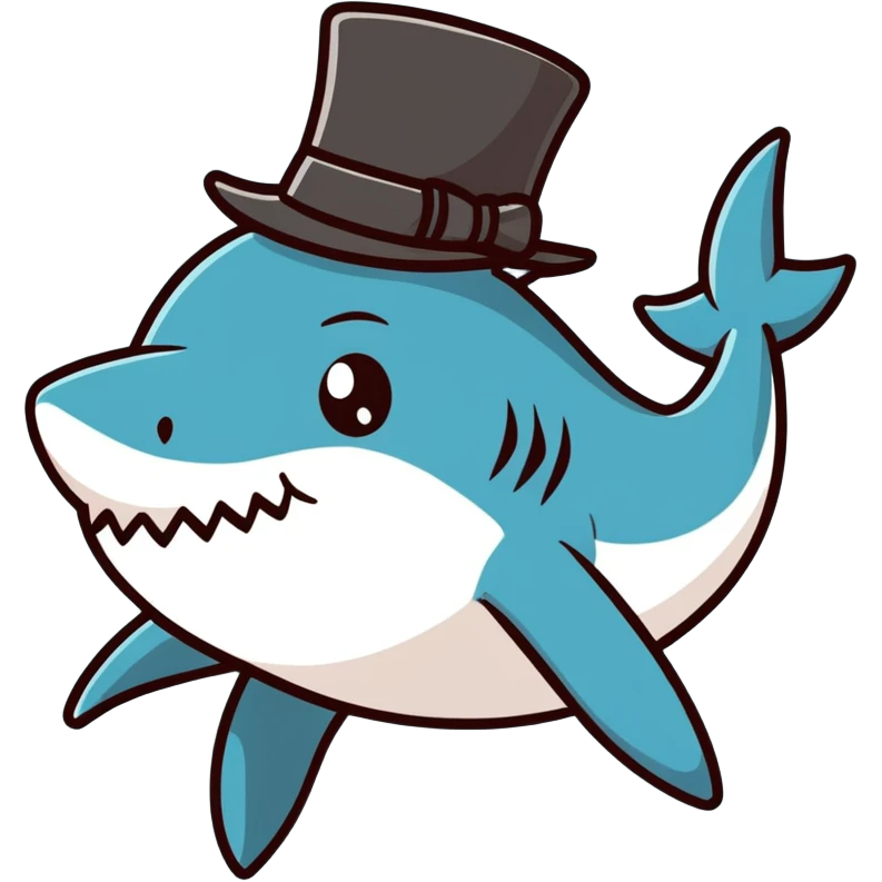 Shark with a top hat emoji