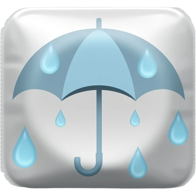 Rain drops over an umbrella emoji but on a condom wrap emoji