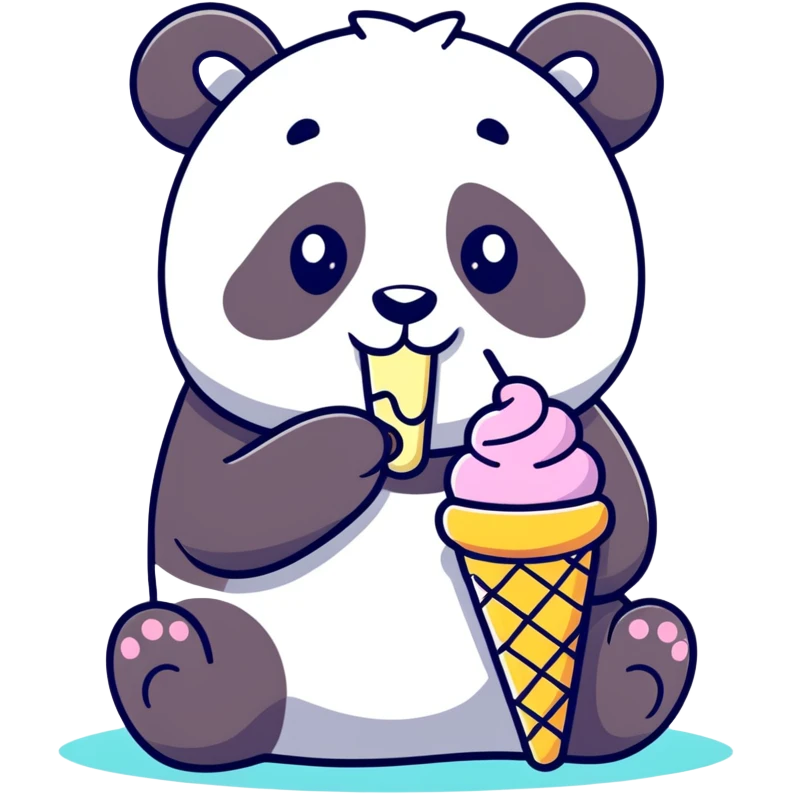 Panda eating ice cream emoji