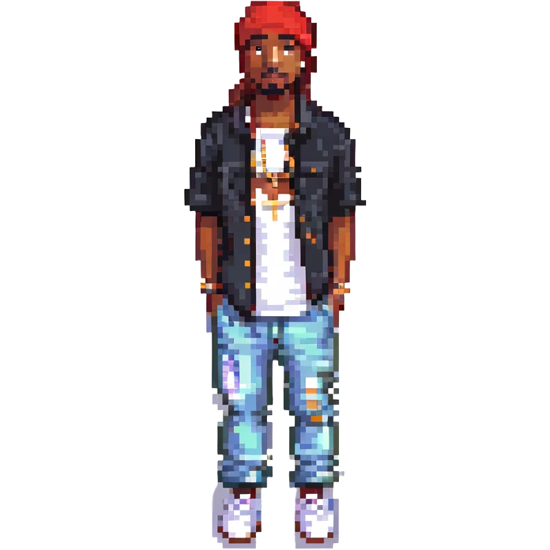 2Pac в полный рост, no background emoji