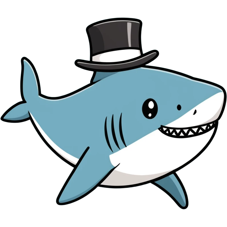 Shark with a top hat emoji