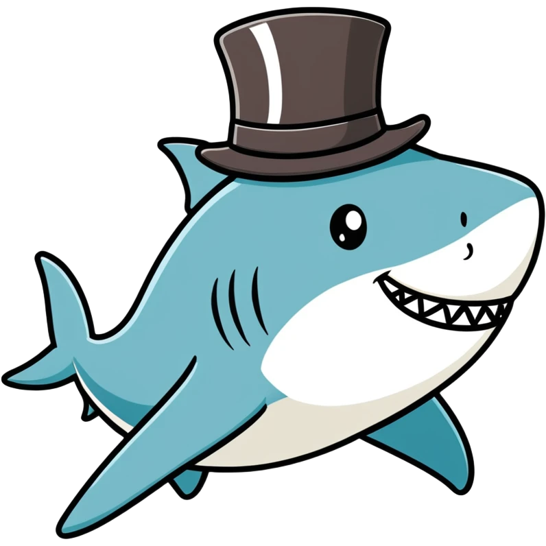 Shark with a top hat emoji