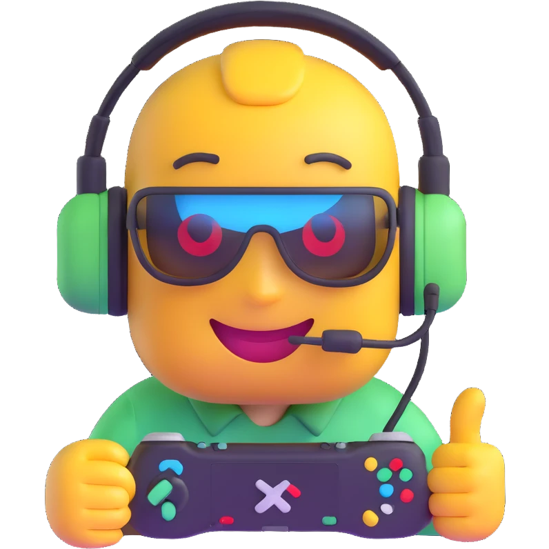 gaming emoji with a headset and joystick emoji
