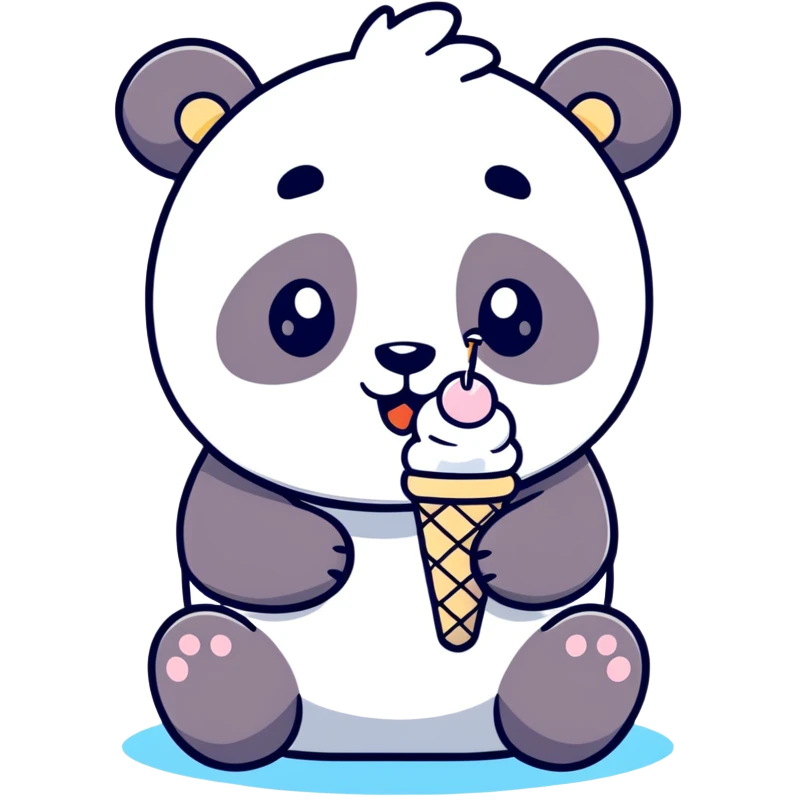 Panda eating ice cream emoji