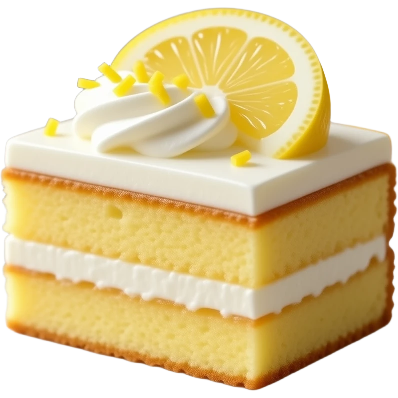 Ultra-realistic lemon cream cake bars, soft golden sponge with smooth lemon cream layers, topped with piped whipped cream, thin lemon slices and fresh lemon zest, soft warm natural lighting, realistic textures, cozy background, high-detail food photography. emoji