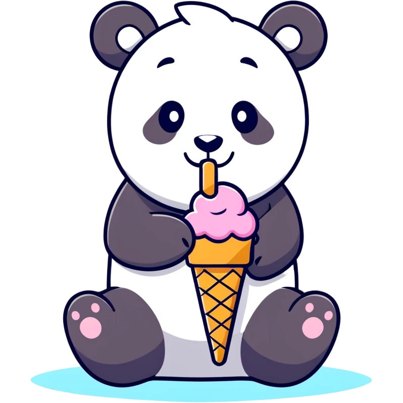 Panda eating ice cream emoji