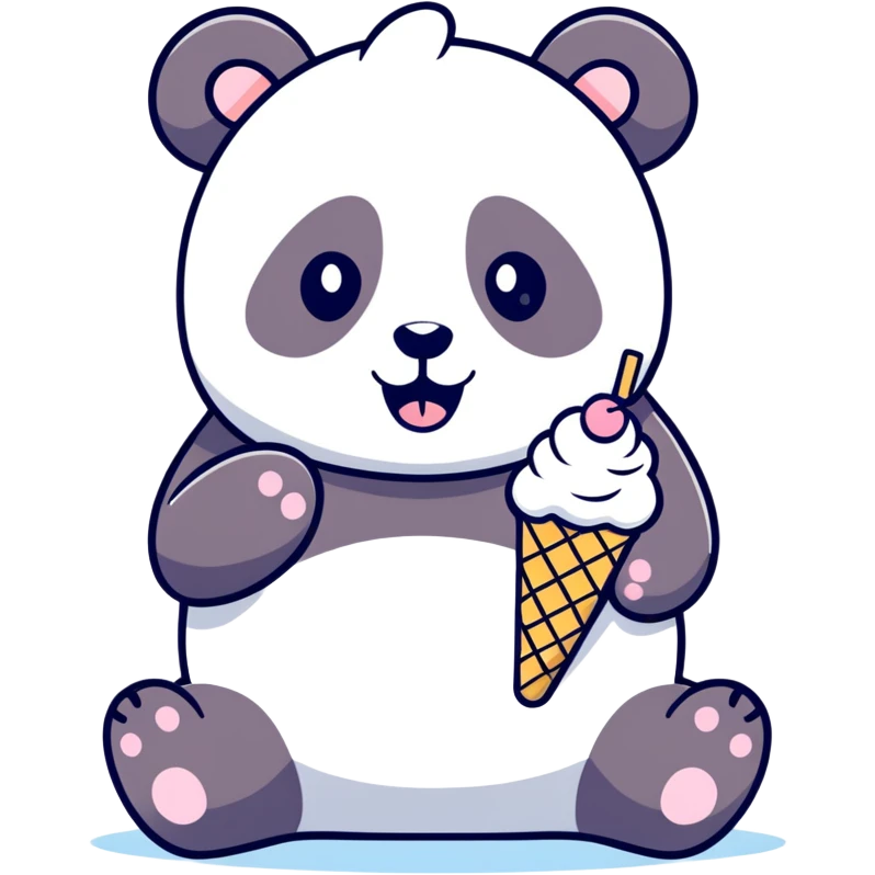 Panda eating ice cream emoji