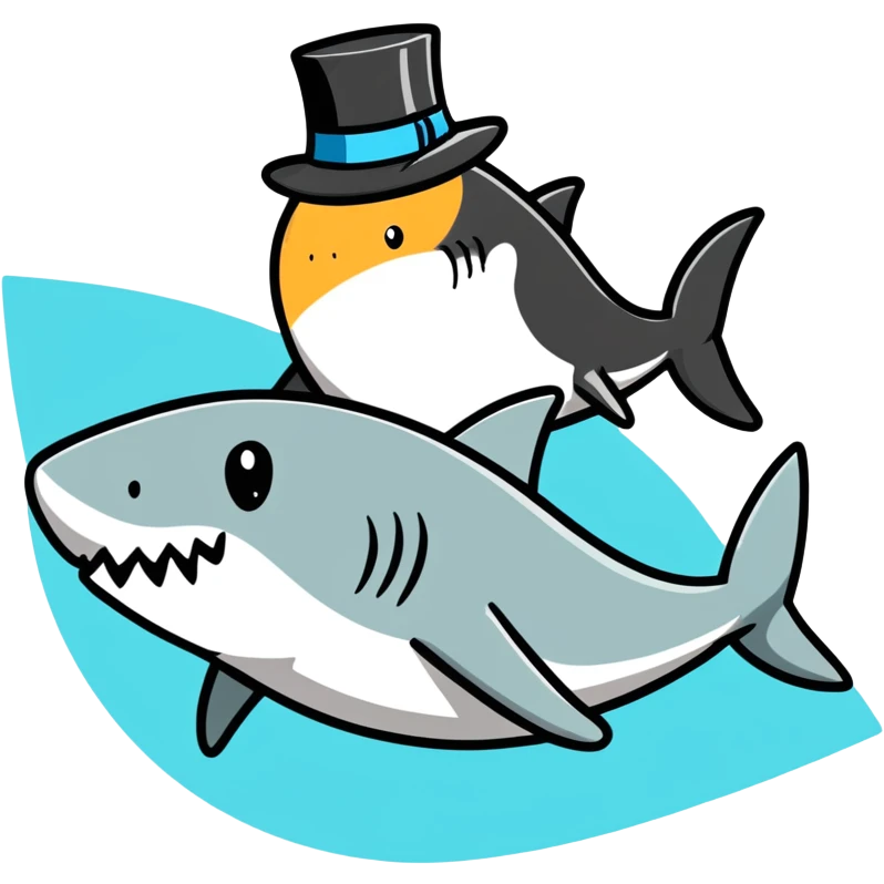Shark with a top hat emoji