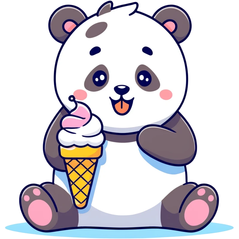 Panda eating ice cream emoji