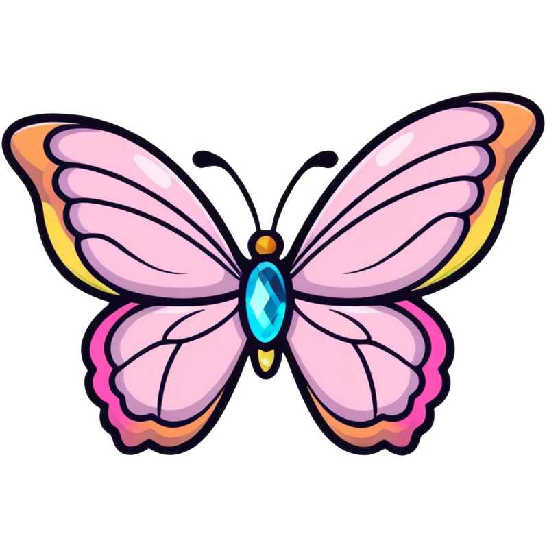 Light pink rainbow glass crystal butterfly emoji