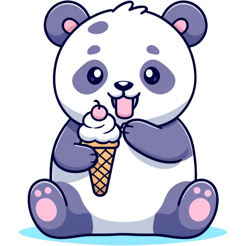 Panda eating ice cream emoji