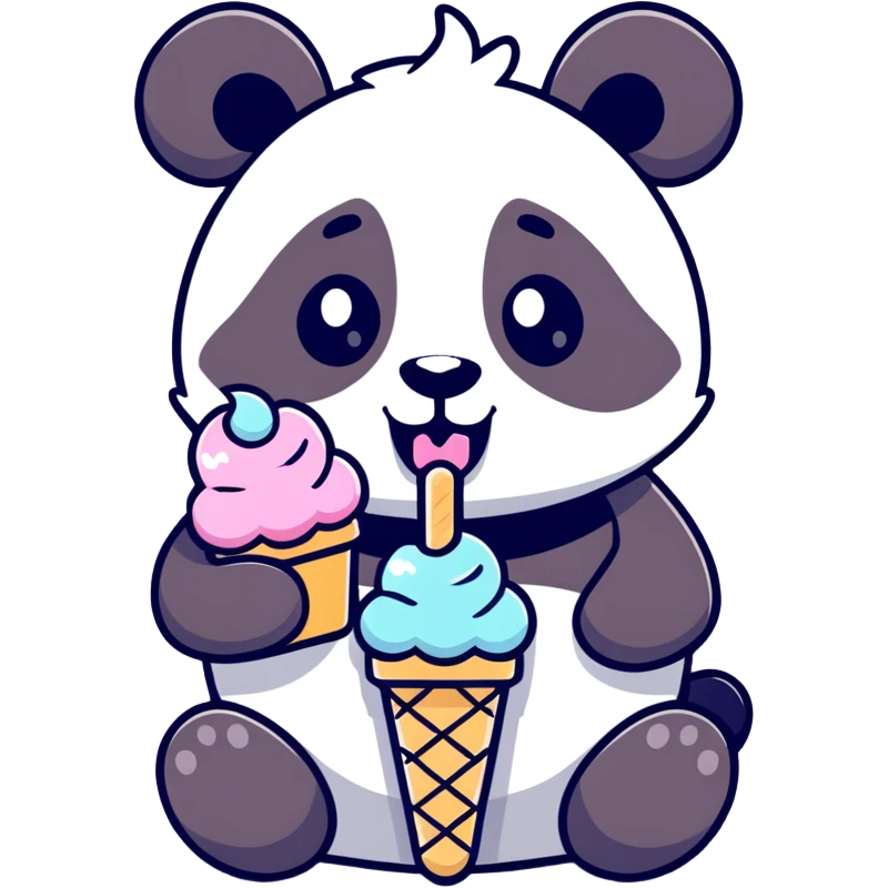 Panda eating ice cream emoji