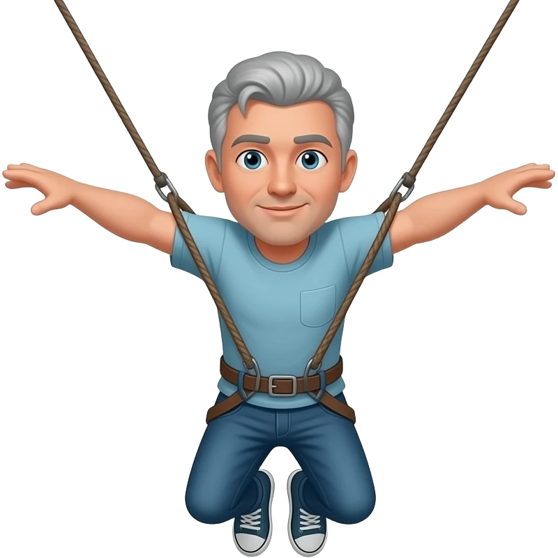 man grey hair bungee jumping bridge emoji | AI Emoji Generator
