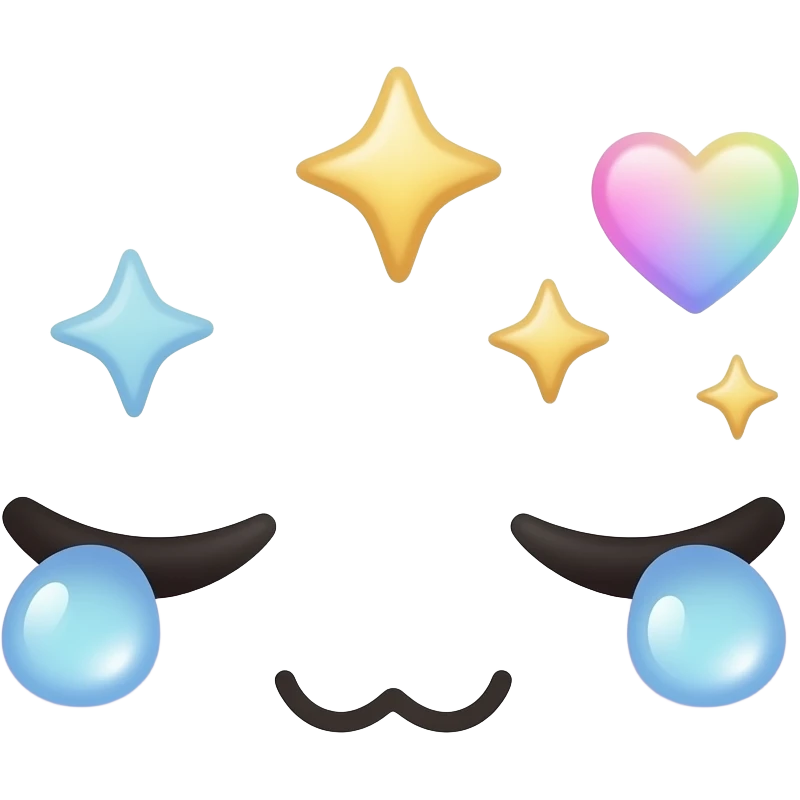 Sleepy kawaii emoji with glossy droopy eyes, pastel holographic glow, tiny floating stars and hearts, dreamy soft lighting, cute emoji sticker aesthetic emoji
