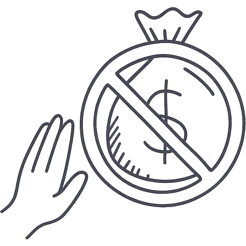 An icon representing "منع مداخله در مناسبات مالی" emoji
