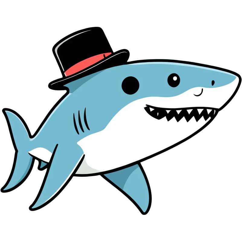 Shark with a top hat emoji