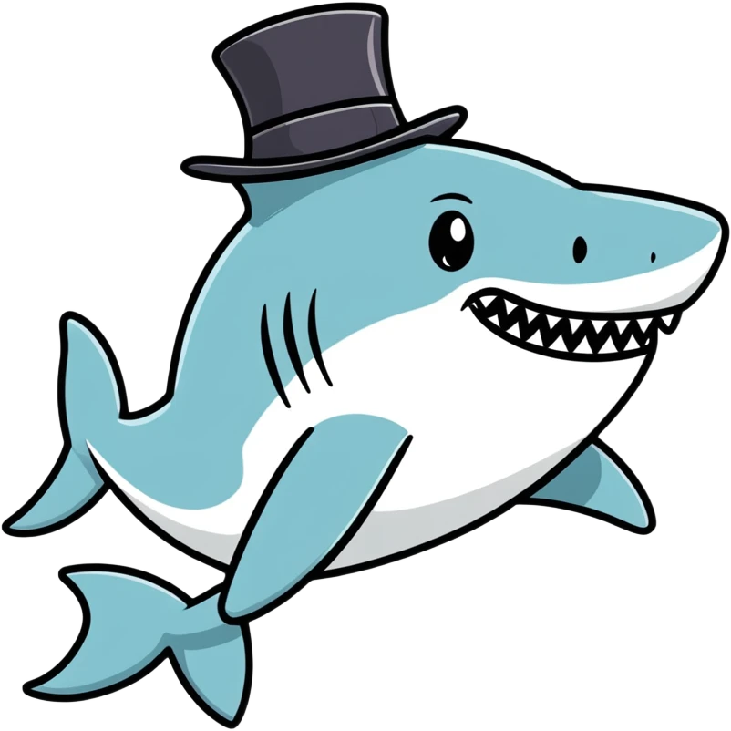 Shark with a top hat emoji