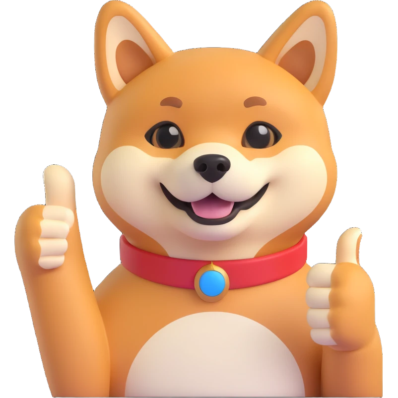 shiba inu showing thumbs up emoji