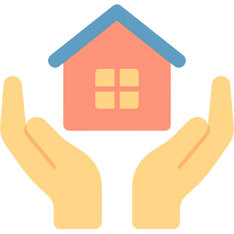 Hands holding a house emoji