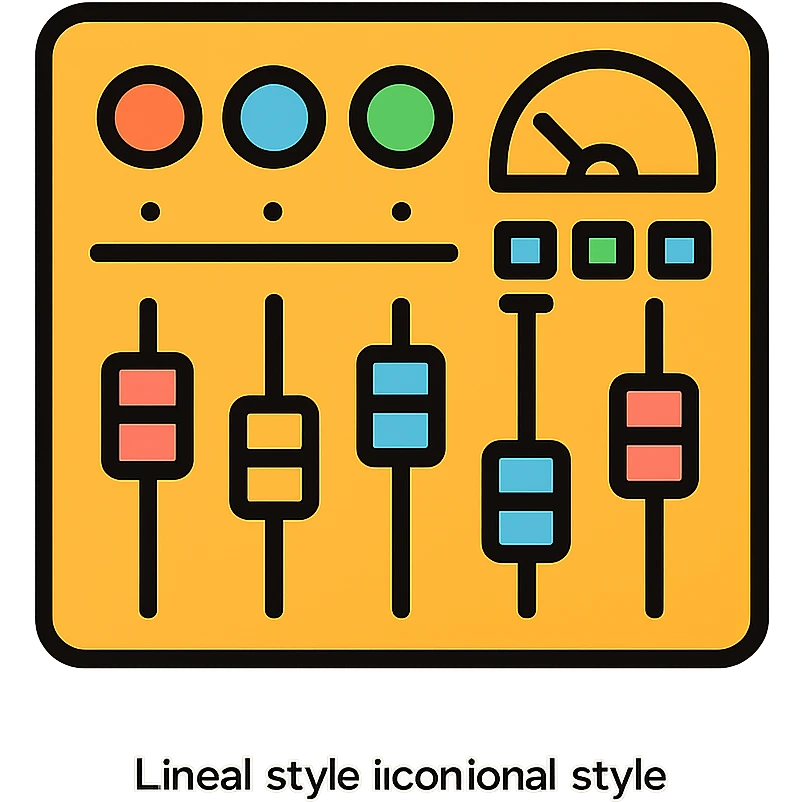 a studio mixing console, simplified, flat icon style, minimal details emoji