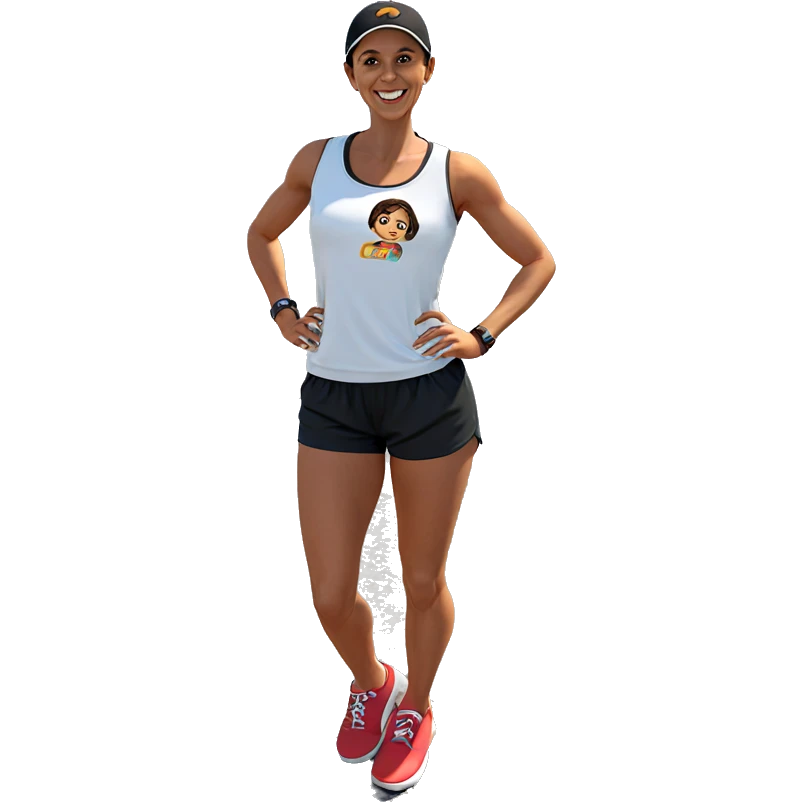 smiling girl in black shorts emoji