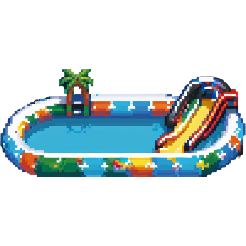 inflatable pool with water slide emoji