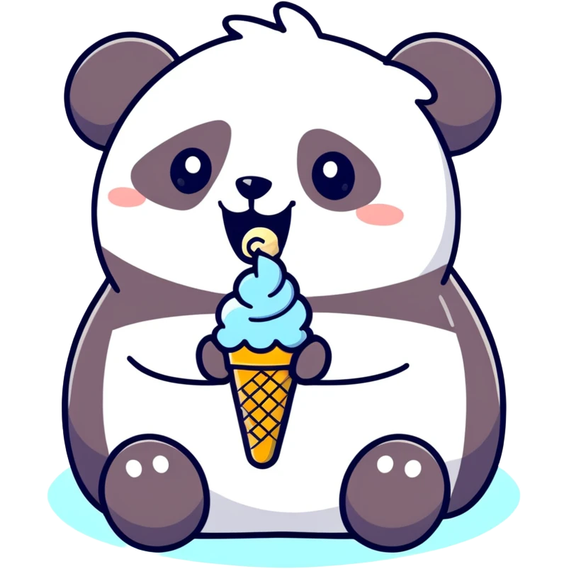 Panda eating ice cream emoji