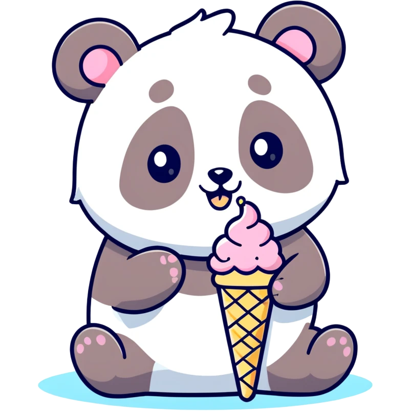 Panda eating ice cream emoji