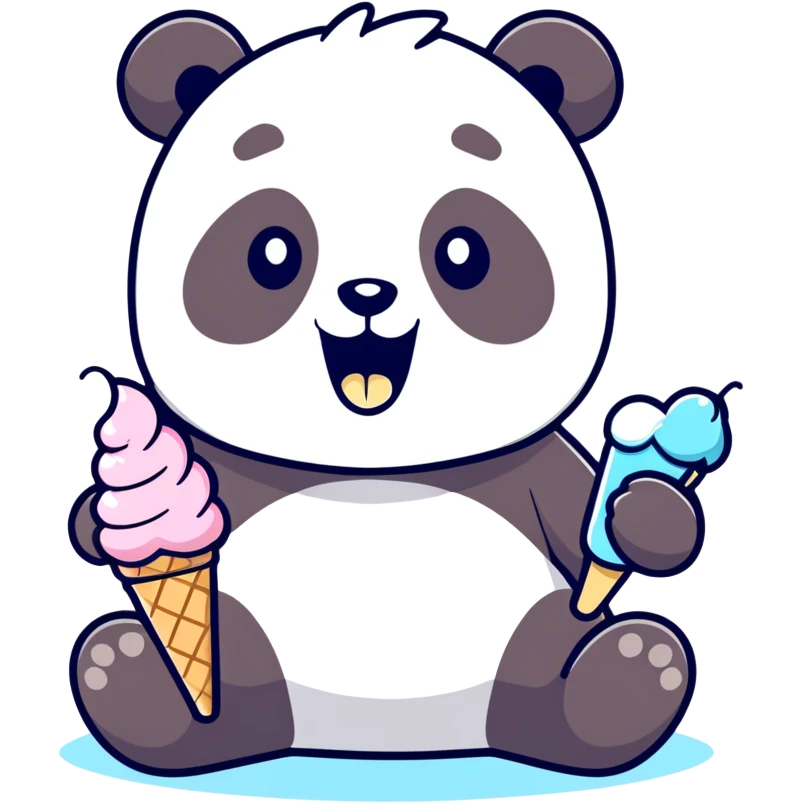 Panda eating ice cream emoji