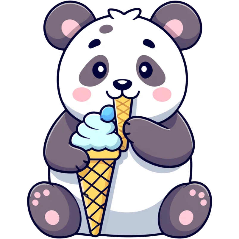 Panda eating ice cream emoji