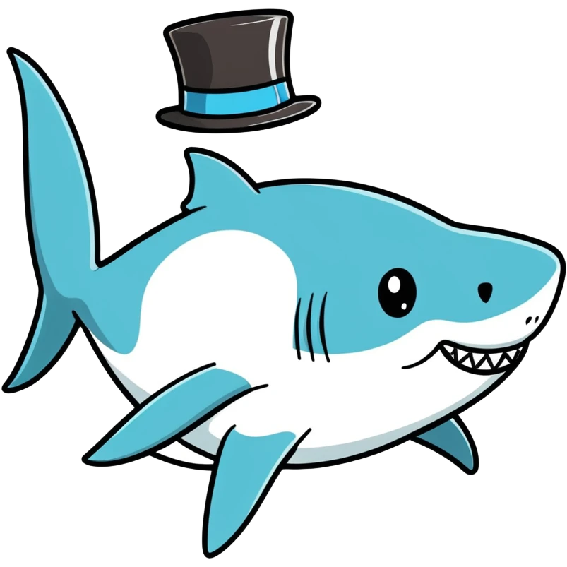 Shark with a top hat emoji