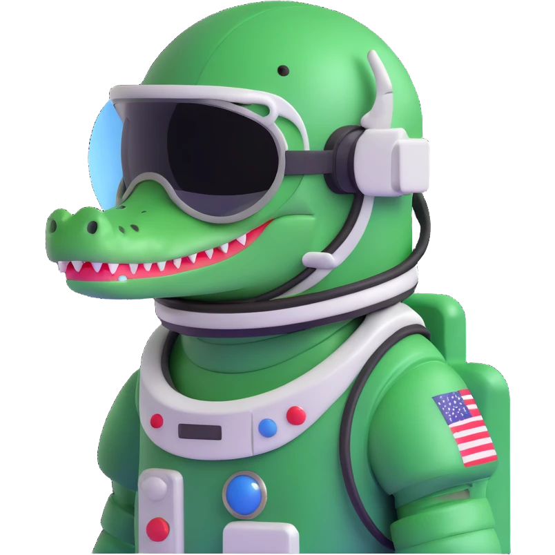 crocodile astronaut with helmet emoji