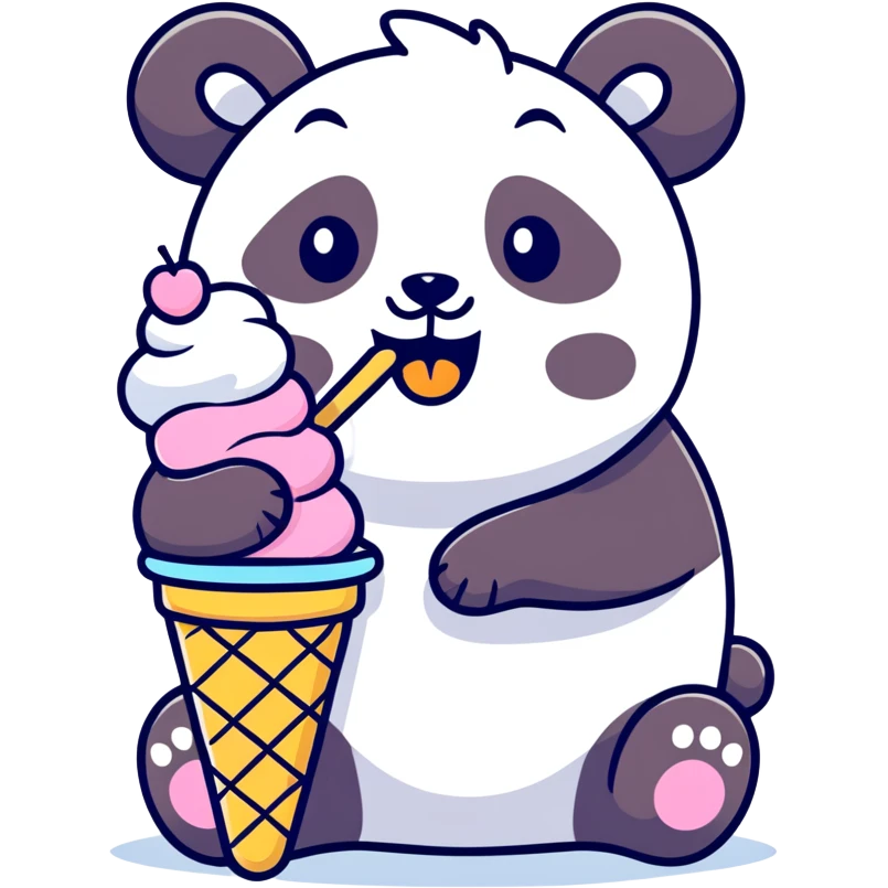Panda eating ice cream emoji