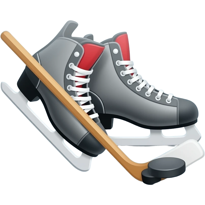 An circle icon of hockey CCM skates, stick and puck emoji