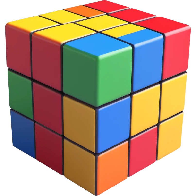 a Rubik's cube, realistic shading, 3D emoji style emoji
