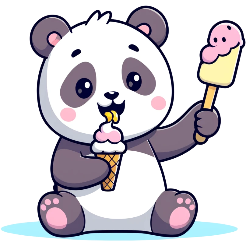 Panda eating ice cream emoji