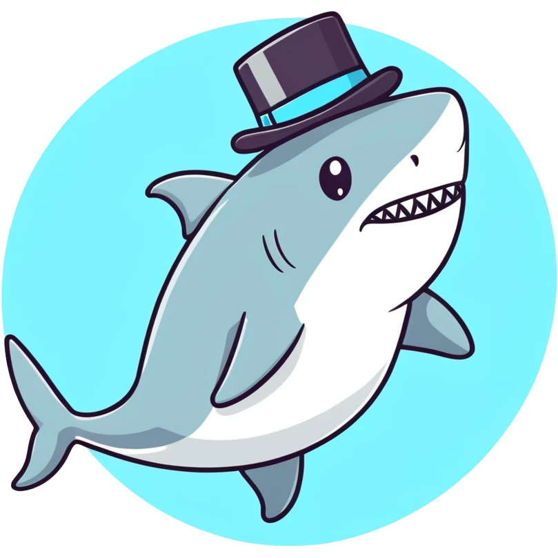 Shark with a top hat emoji