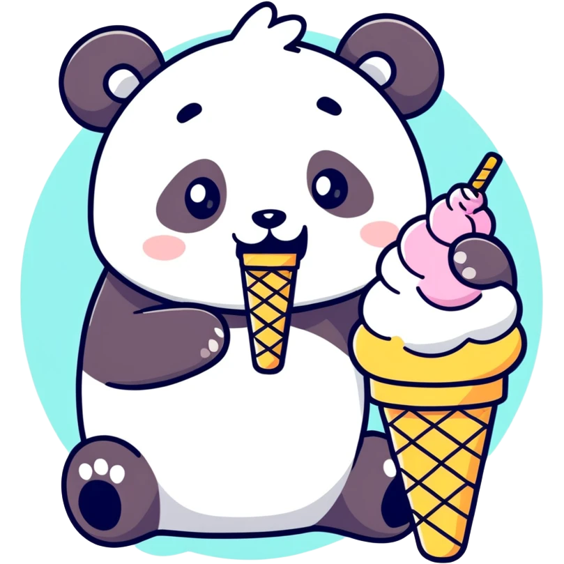 Panda eating ice cream emoji