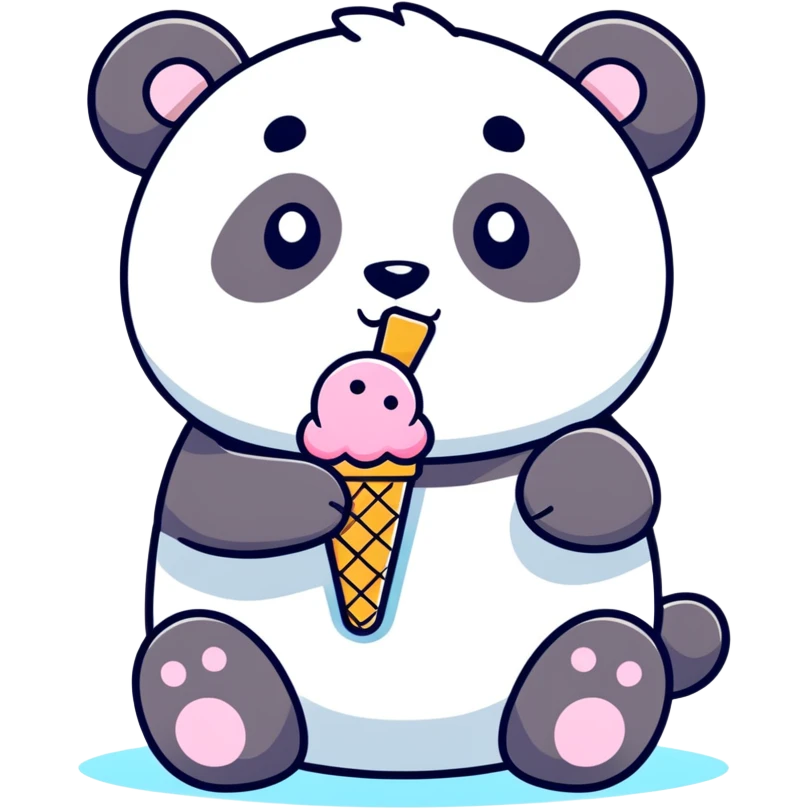 Panda eating ice cream emoji