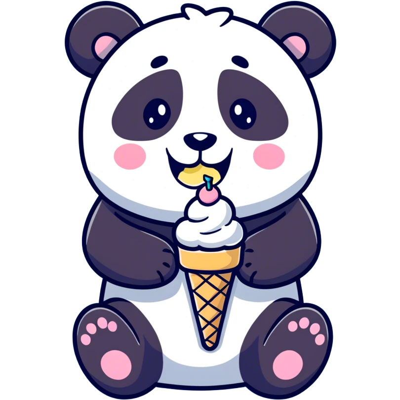 Panda eating ice cream emoji