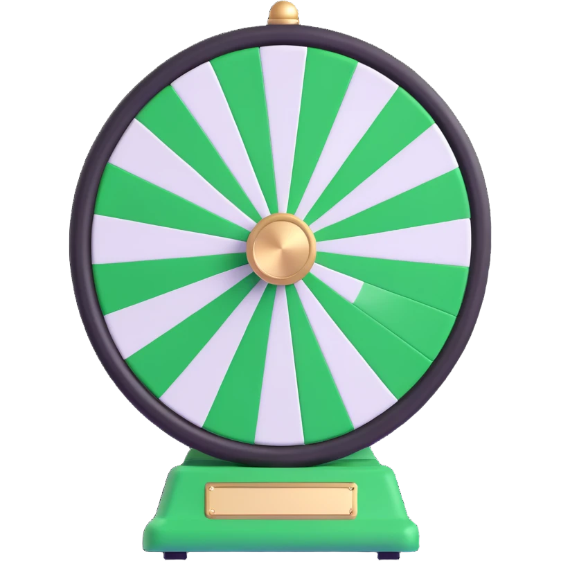 spinning prize wheel with alternating green and white sections emoji