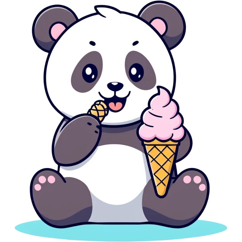Panda eating ice cream emoji