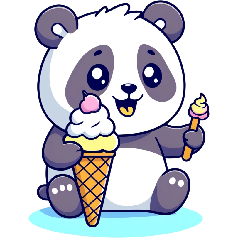 Panda eating ice cream emoji