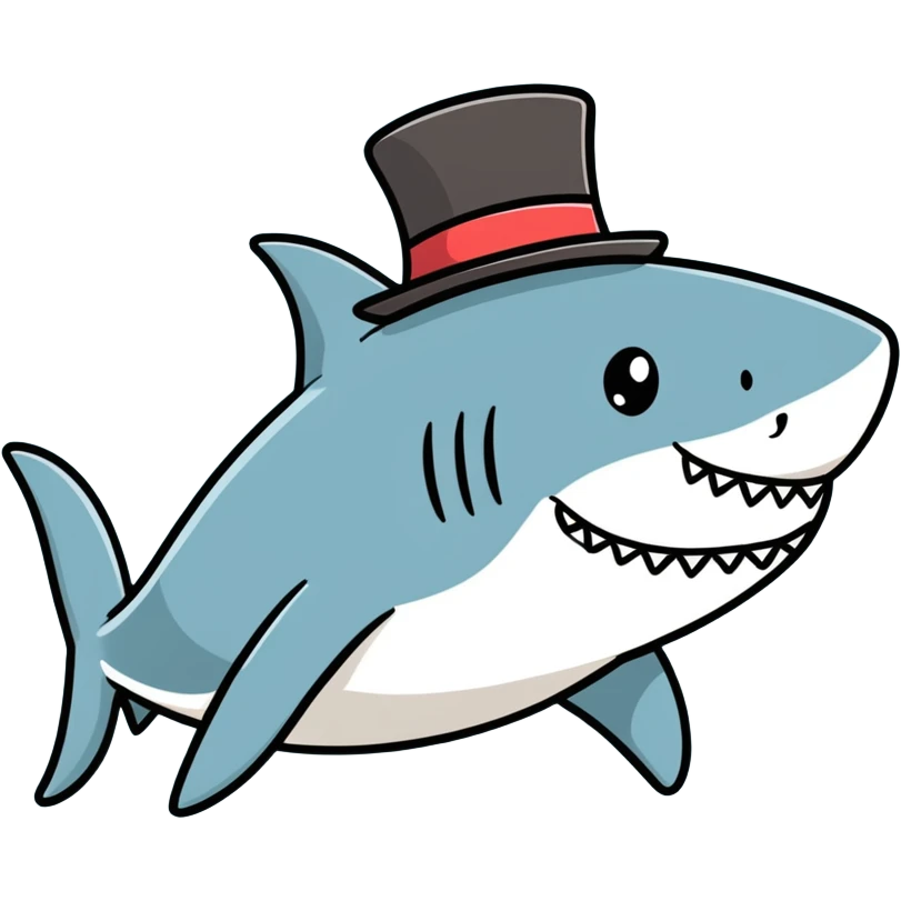 Shark with a top hat emoji